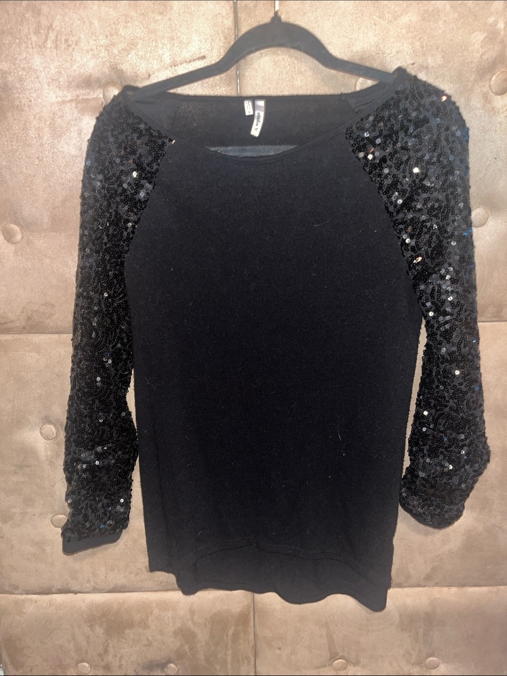 silence + noise Black Sequin Sleeve Raglan Sweatshirt